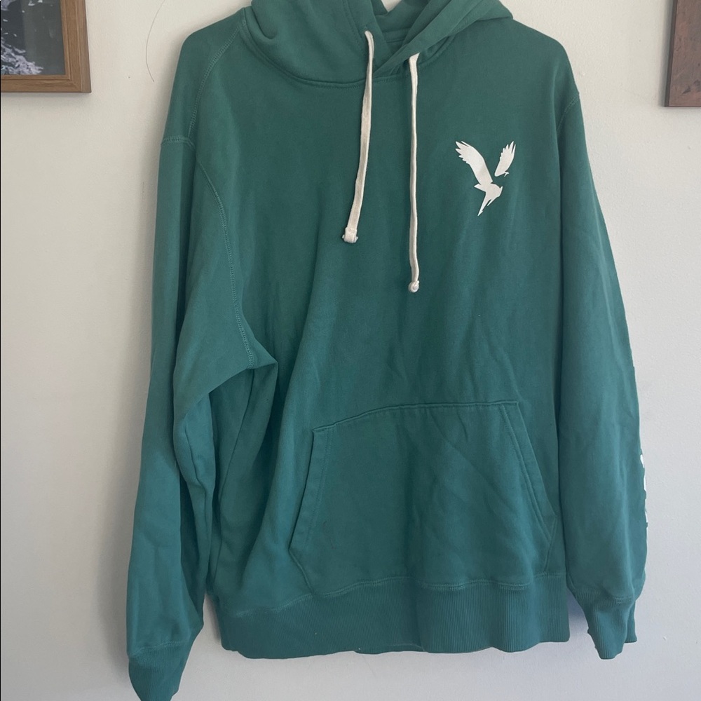 American Eagle Green Hoodie with White Bird Logo XL